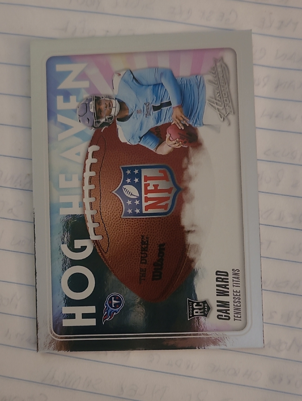 Cam Ward  RC Football Trading Card - HOG HEAVEN - 2025 Absolute